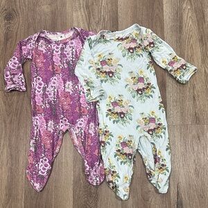 Kate Quinn 3–6M Bamboo Footie Set | Floral Prints | Set of 2